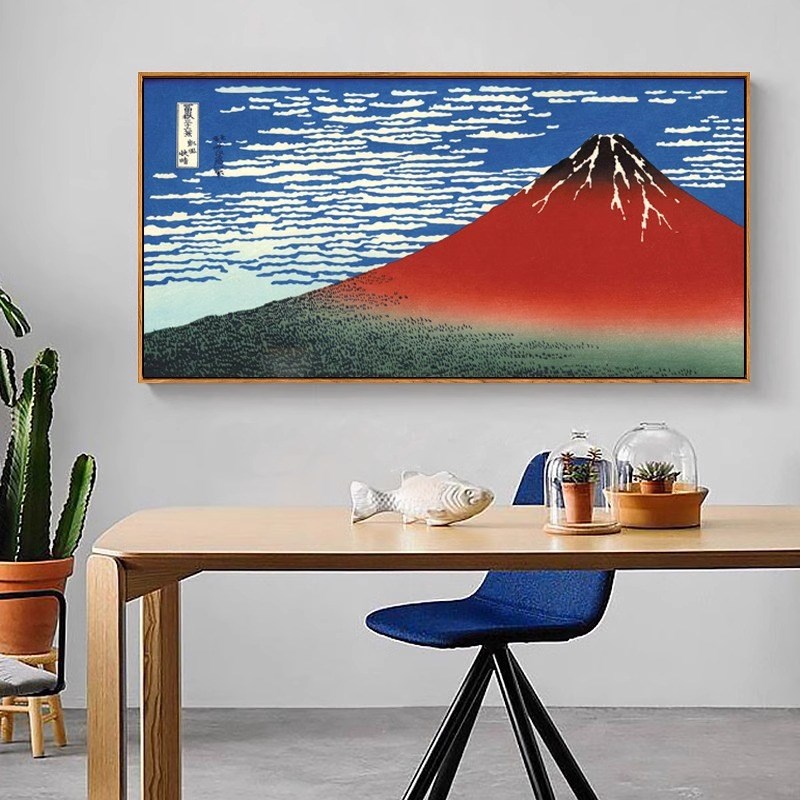 日式神奈川冲浪里浮世绘挂画客厅餐厅装饰画和风酒店民宿日式壁画图片