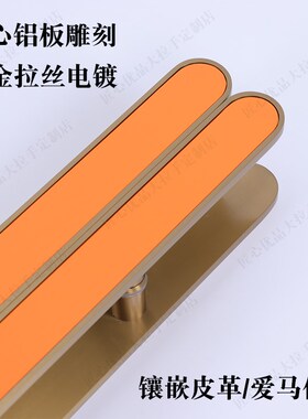大门拉手镶嵌皮革玻璃门把手古铜现代定制橙色商店大拉手酒店KTV