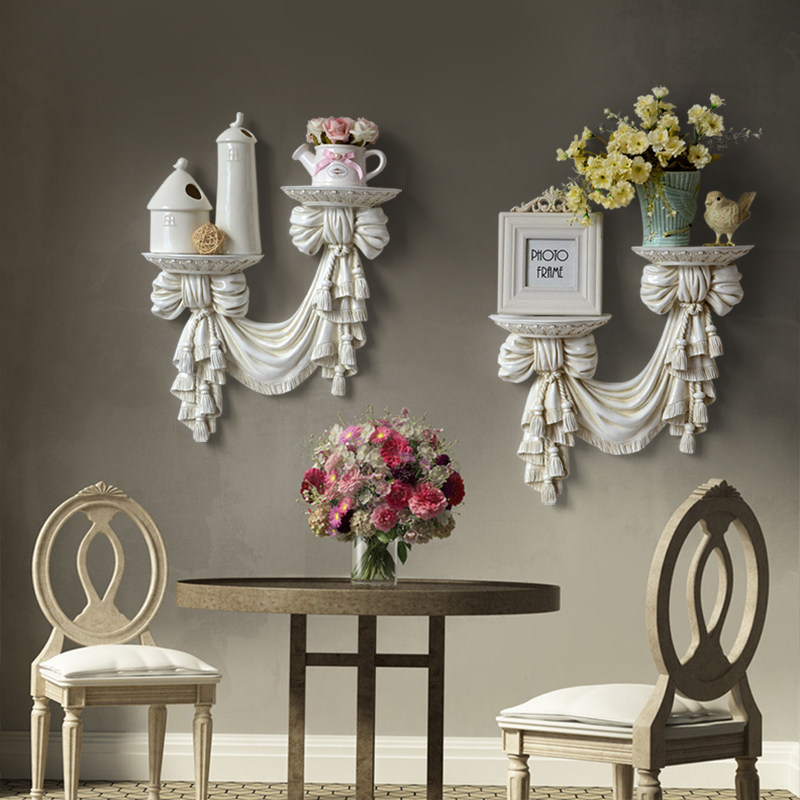 墙上置物隔板装饰架壁挂搁板挂架墙架欧式壁挂壁饰电视墙面
