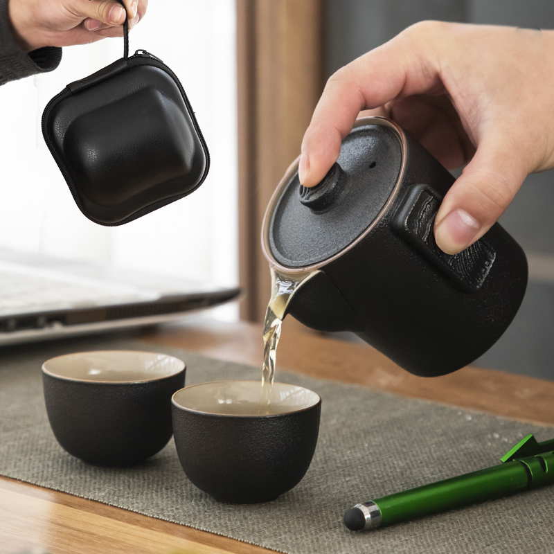 便携式快客杯一壶二杯户外包功夫泡茶壶茶杯简易单人旅行茶具套装