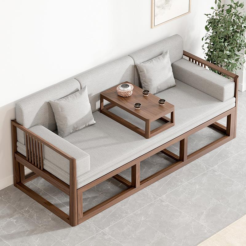 新中式罗汉床可伸缩全实木推拉床折叠两用睡卧塌小户型箱体沙发床