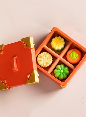 中式糕点食玩和菓子饼柿子桃花酥古典怀旧糕点盒子迷你桌面小摆件