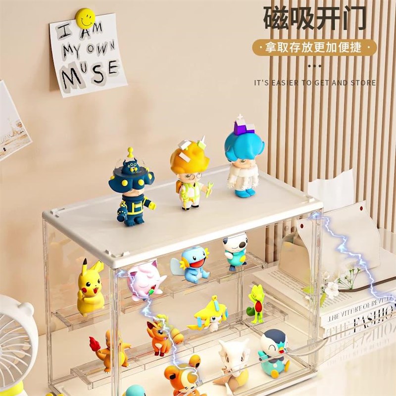 盲盒乐高多层收纳展示盒公仔娃娃展示柜泡泡玛特手办透明收纳盒