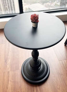 复古沙发边几客厅小茶几边柜创意简约黑色小户型铁艺床头柜小圆桌