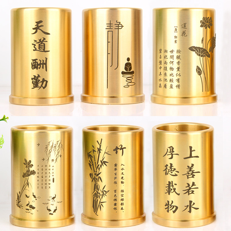 铜笔筒摆件 实心铜笔筒摆件 书桌 工艺礼品 摆件 量以订做,家居饰品,装饰摆件,淘宝优惠券,粉丝福利购,淘宝优惠卷