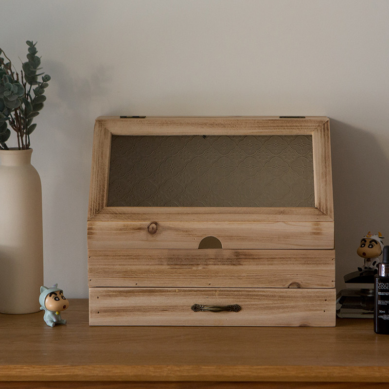 原木复古火烧纹手账收纳盒卧室实木桌面杂物品整理盒子,收纳整理,手帐收纳盒,淘宝优惠券,粉丝福利购,淘宝优惠卷