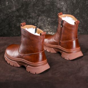 2025女款真皮雪地靴冬季加绒户外皮毛一体防水防滑保暖抗寒雪地靴