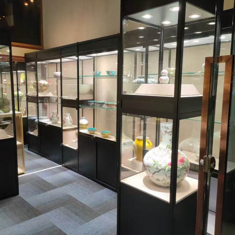 博物馆古董展示柜文物字画收藏品玉瓷器木质展览台珠宝玻璃柜定制