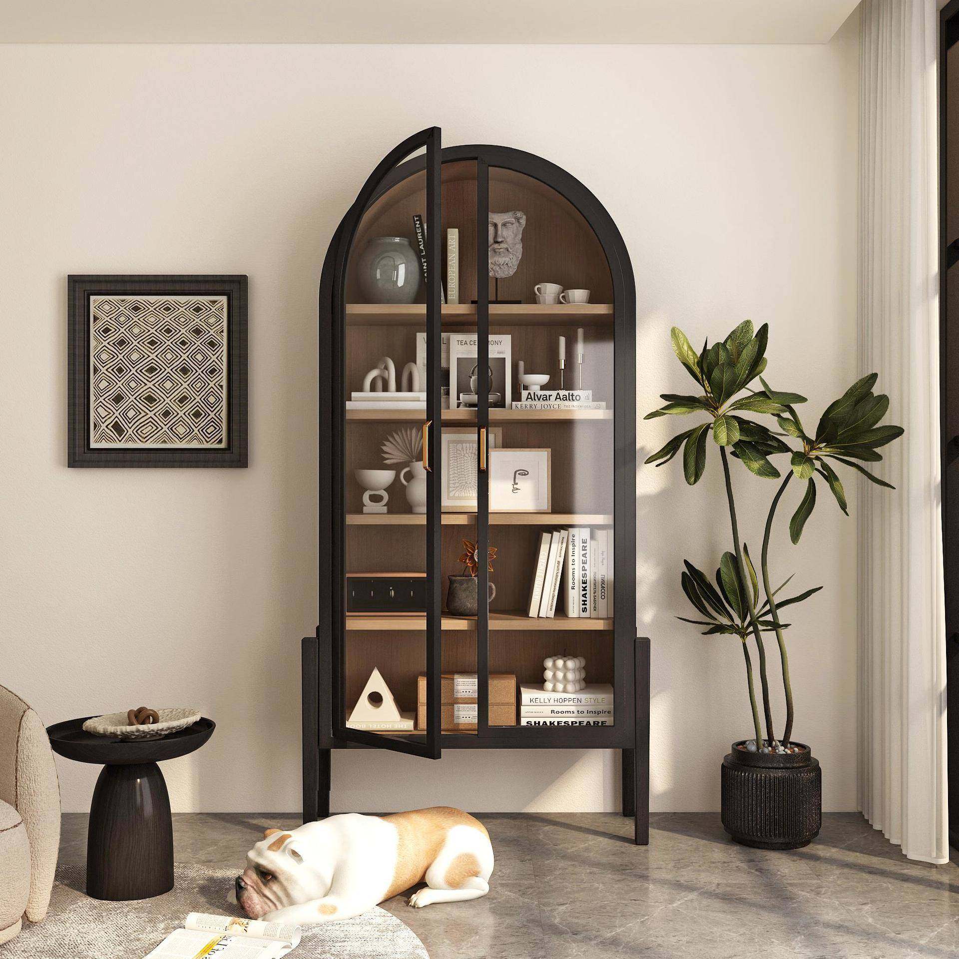 美式实木书柜双门弧形展示柜北欧简约边柜儿童房衣柜收纳柜储物柜,鲜花速递/花卉仿真/绿植园艺,割草机/草坪机,淘宝优惠券,粉丝福利购,淘宝优惠卷