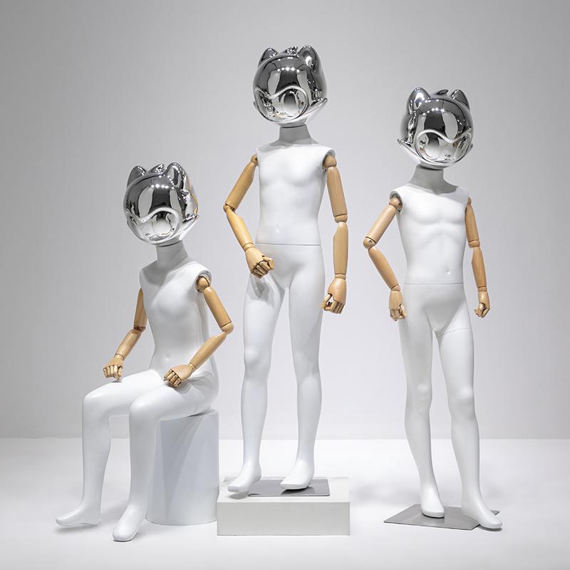 电镀头全身儿童模特道具橱窗假人童模陈列全身人台模特架展示架