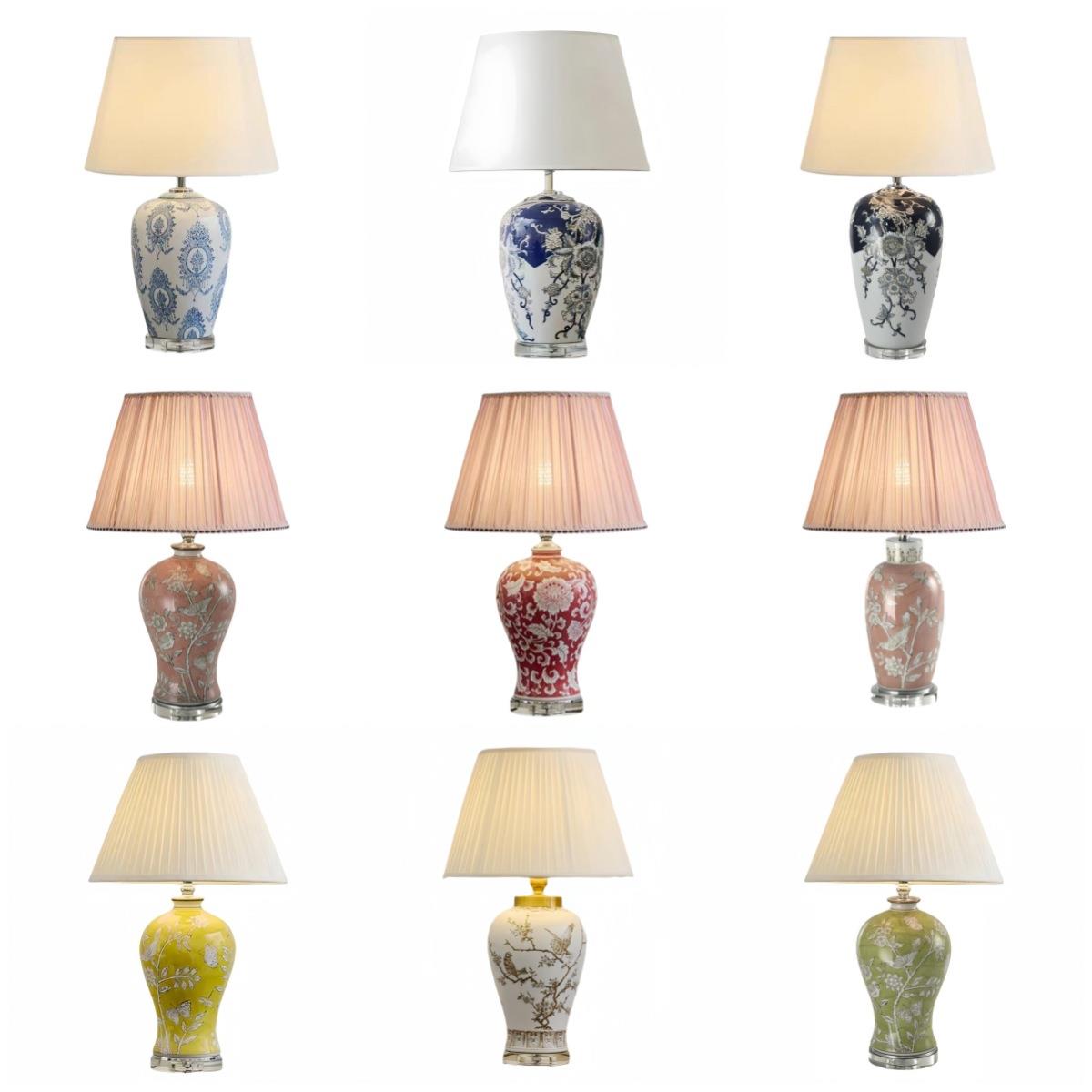 新中式奢华陶瓷台灯大号青花瓷器灯酒店客房装饰灯卧室床头柜灯具