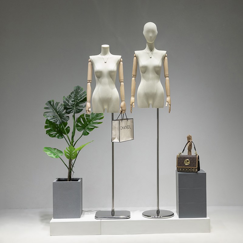 服装店挂件手平肩直角肩模特道具女半身橱窗人台全身假人偶展示架