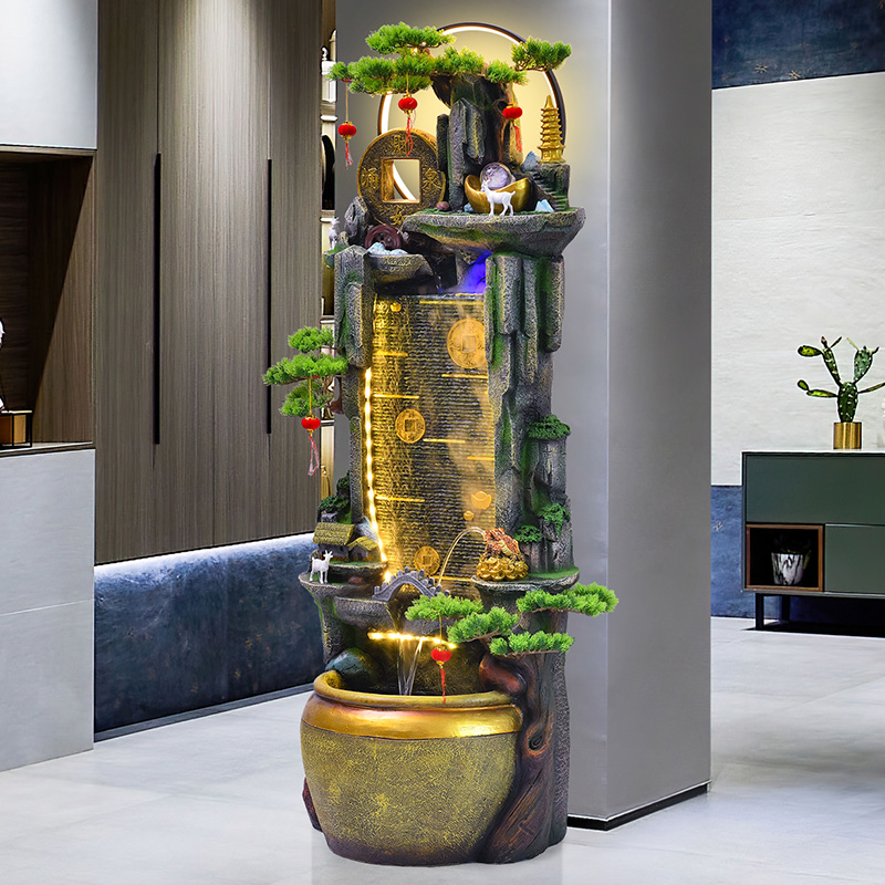 客厅玄关招财假山流水隔断摆件水幕墙造景喷泉鱼缸循环水开业送礼