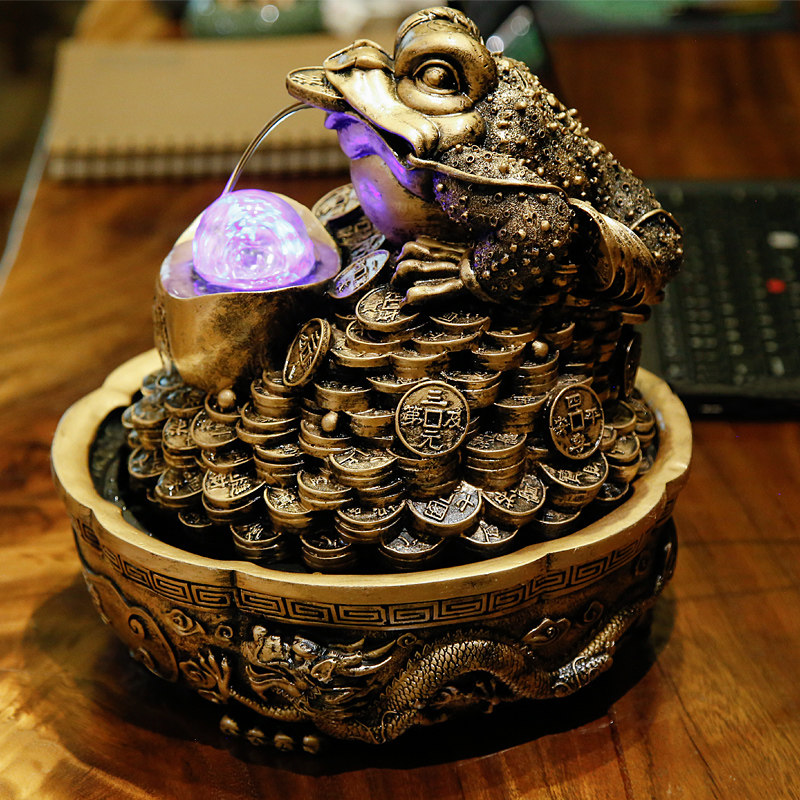金蟾招财流水店件三蟾足蜍开业礼品聚宝摆铺收银台装饰品
