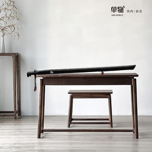 单物实木琴桌古琴桌凳共鸣琴桌书桌新中式黑胡桃古筝琴桌组合