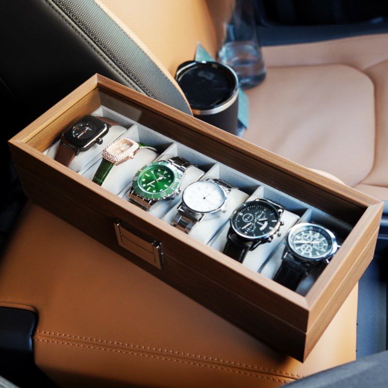 复古高级胡桃木纹木质6位收纳展示盒6只装收藏盒装盒子