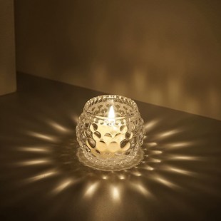 齿轮圆点玻璃小烛杯浪漫光影氛围感道具蜡烛台酒店餐桌酒吧台装饰