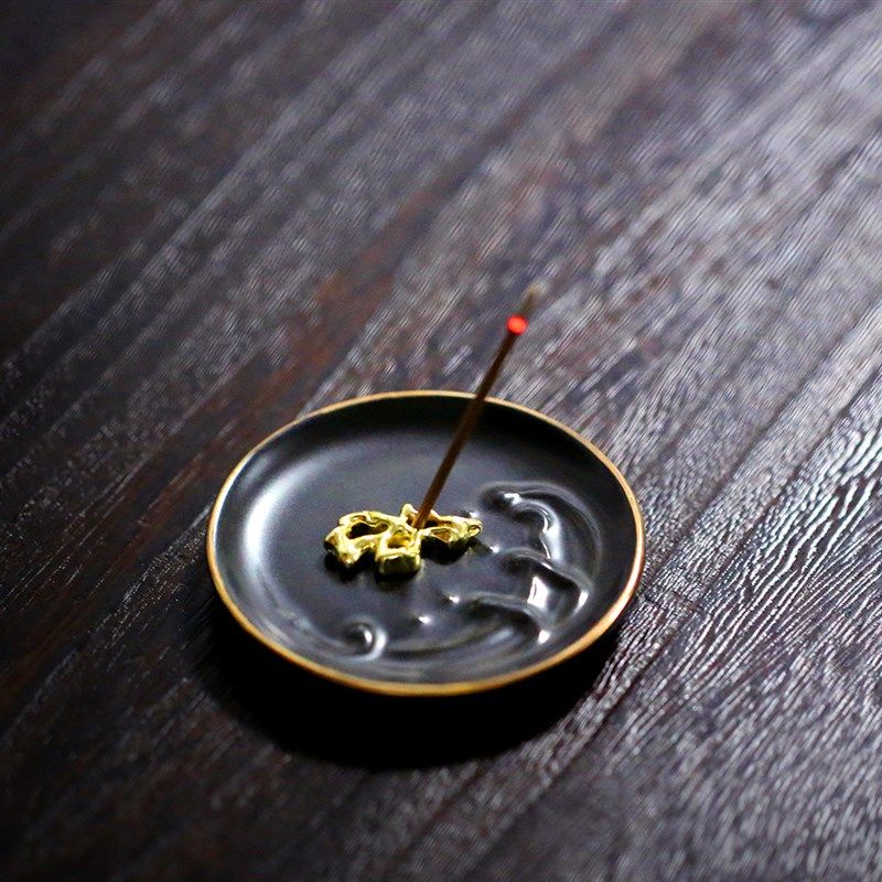 陶瓷香盘描金套装太湖石香立香座室内熏香线香空气锦灰东方,家居饰品,香托/香盘/香座/香插,淘宝优惠券,粉丝福利购,淘宝优惠卷