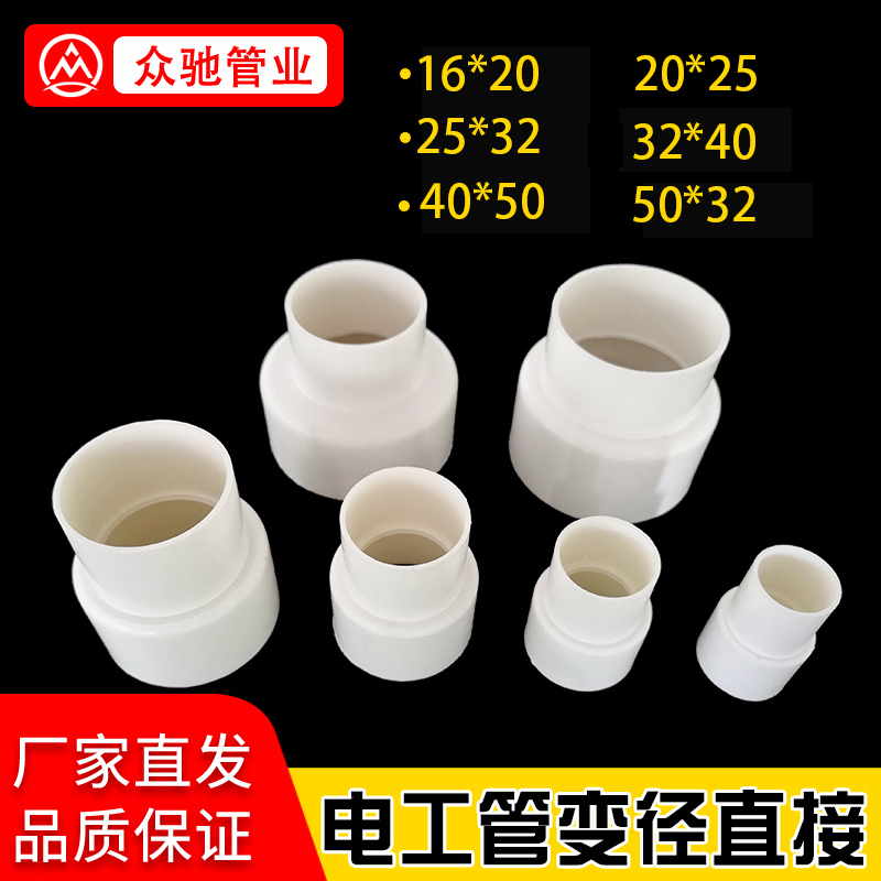 p线管大小头穿线转接头异径直接变径大小头电工直接