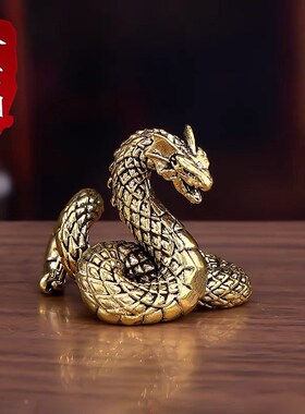 生肖属蛇小摆件黑蛟蛇5年鱼缸造景桌面茶台茶宠装饰