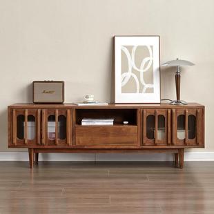 北美黑胡桃全实木复古电视柜简约樱桃木原木客厅多功能储物电视柜