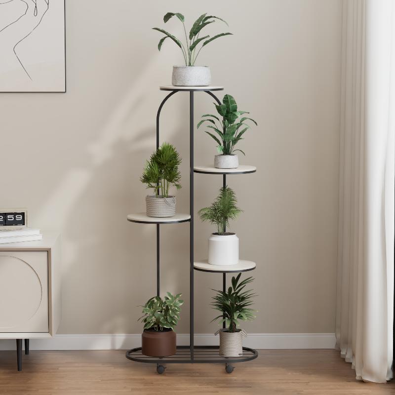 奶油风花架电视柜旁边轻奢高级感放花盆的架子盆景绿箩绿植摆放架