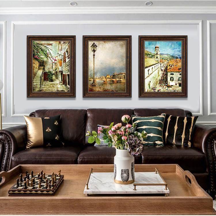 欧式风景客厅装饰画玄关沙发挂画宾馆走廊田园有框画三联墙面壁画,橡塑材料及制品,亚克力管/有机玻璃管,淘宝优惠券,粉丝福利购,淘宝优惠卷