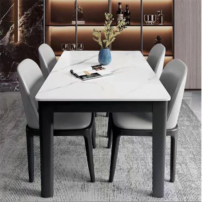 现代岩板餐桌椅组合仿实木简约意式北欧小户型家用长方形西餐吃饭