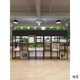 屏风隔断玄关工业风矮墙风屏客厅架隔断柜绿萝花隔断墙遮挡墙花