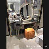 轻奢梳妆台后现代意式 港式 书桌镜子组合高档高级感卧室化妆桌