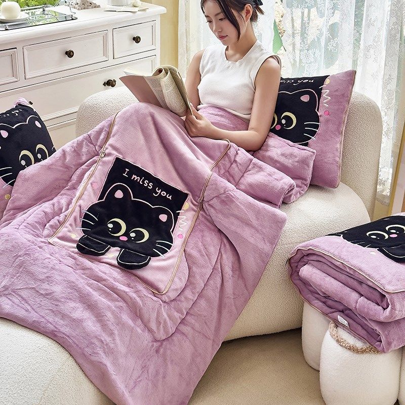 加厚双面抱枕被子两用二合一午睡车用毯子冬天车载枕头被新,居家布艺,抱枕被,淘宝优惠券,粉丝福利购,淘宝优惠卷