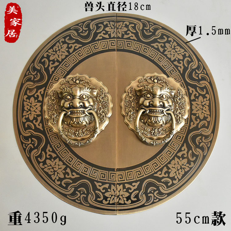 中式仿古大门拉手门把手兽头头虎头门环复古实木门栓锁扣