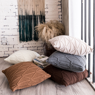 博文染坊简约结绳米字节毛线沙发靠枕咕臣抱摄影道具