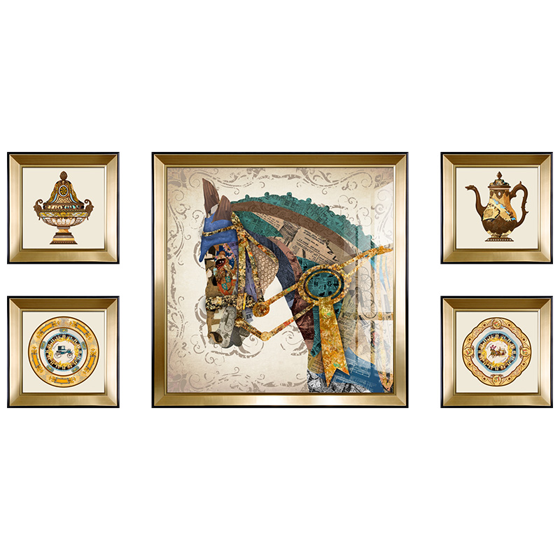 欧式沙发背景墙组合画轻奢简约现代客厅挂画高端大气美式装饰画马图片