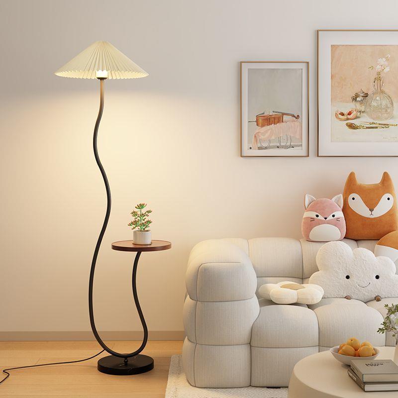 【折扣价】法式奶油风落地灯置物架一体客厅卧室沙发旁边几艺术复