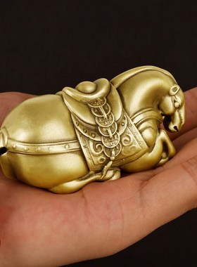 黄铜马上有钱手把件男士解压创意办公桌摆件装饰吉祥礼品商务送礼