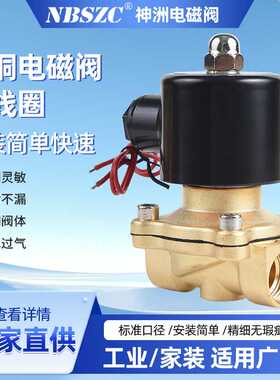 厂家 NBSZC 神洲电磁阀 供应黄铜4分 水阀2W-15 尺寸  DN15