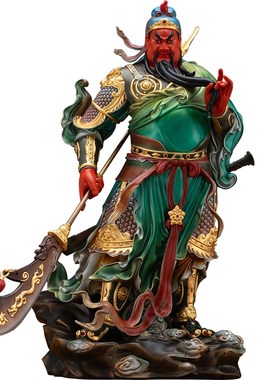 纯铜关公摆件办公室供奉提刀关公武财神关羽关二爷神像招财店铺用