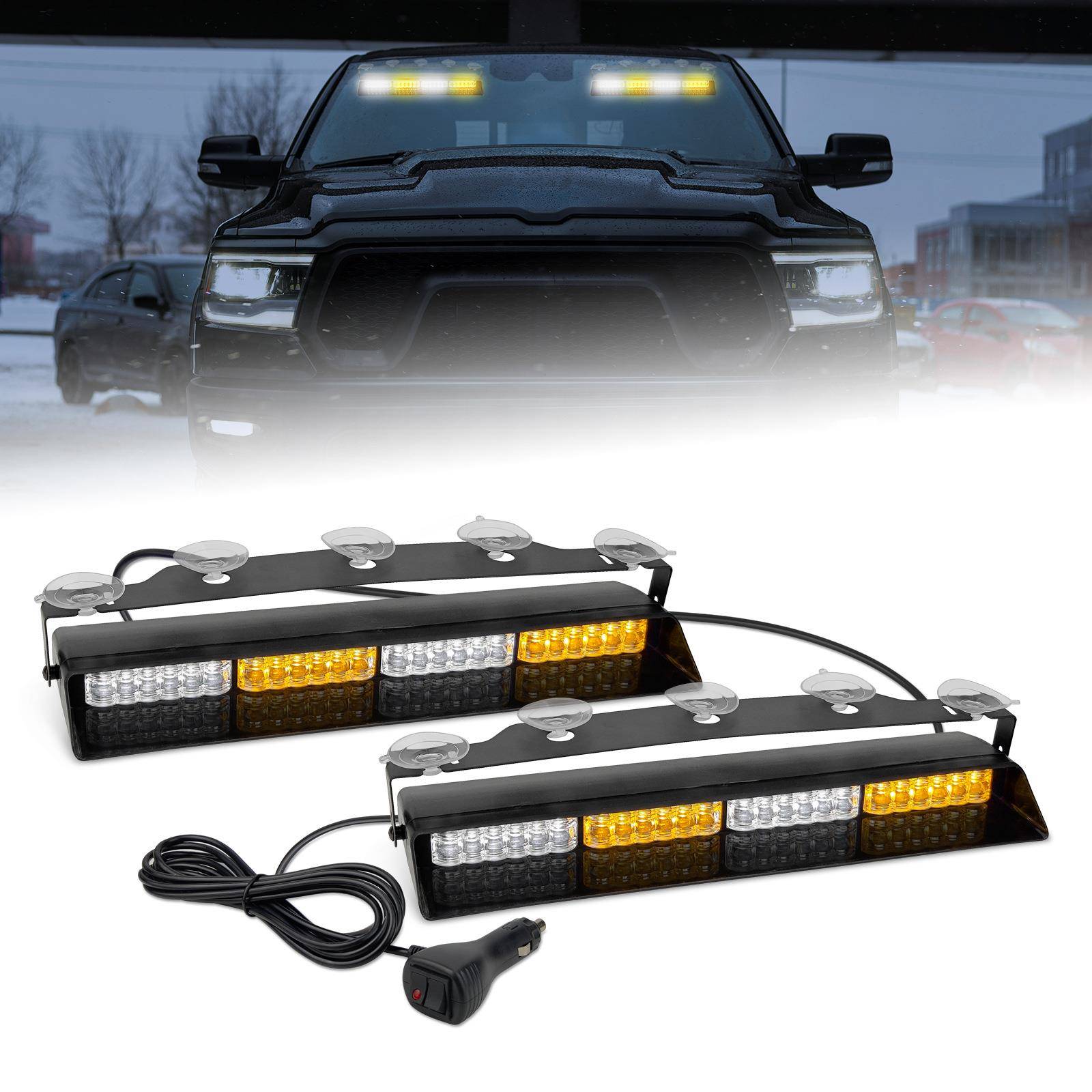 汽车48led吸盘爆闪灯前挡后挡风玻璃爆闪警示灯开道铲盘灯频闪灯