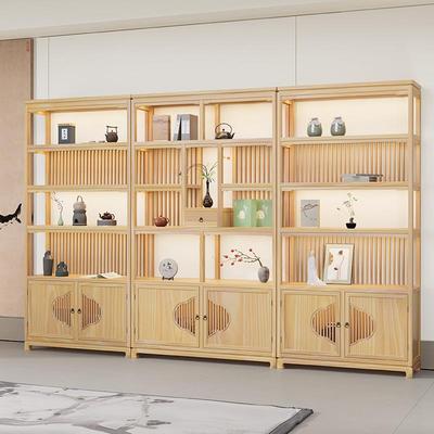 茶室博古架摆件茶壶架实木茶杯架博古柜客厅博物架中式置物架茶柜