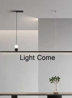 高亮led一字长条吊灯黑色拉丝航空铝材餐厅吧台前台办公室灯具饰