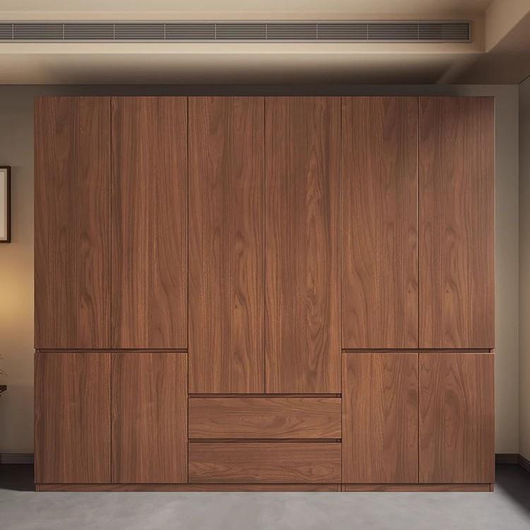 新中式实木衣柜卧室家用免拉手分段式衣橱现代简约储物柜子衣柜