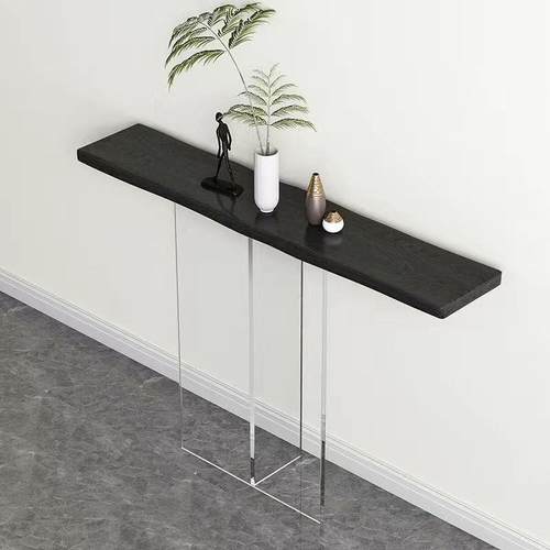 轻奢亚克力玄关桌子靠墙新中式实木艺术玄关台简约玄关柜子超窄