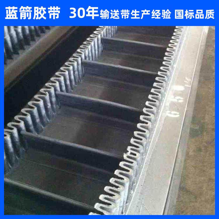 河北蓝箭供应橡胶裙边档格输送带挡板提升带大倾角挡边输送带