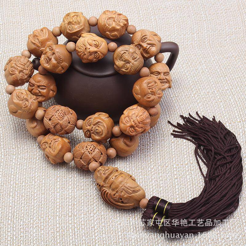 枣木雕刻十八罗汉车挂汽车挂件车饰饰品配件