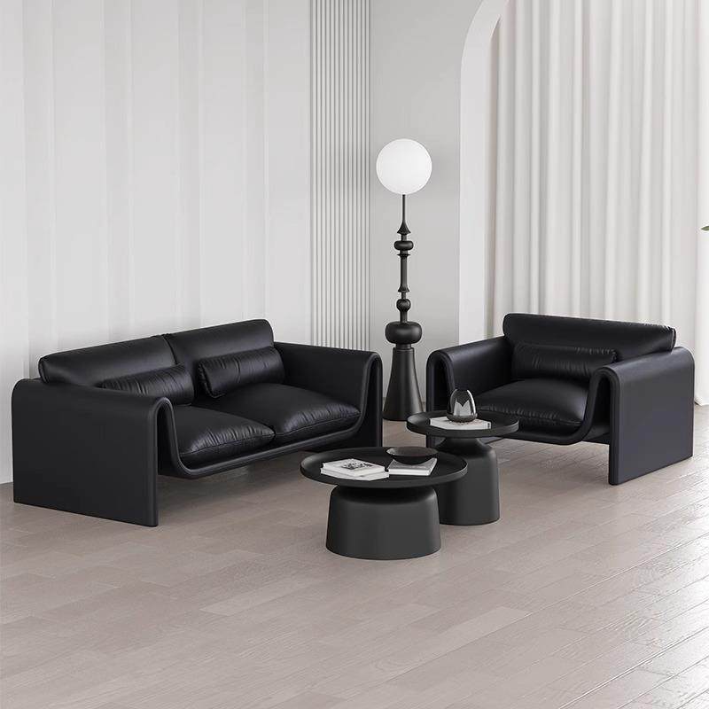 意式极简沙发组合轻奢网红家用小户型螃蟹沙发酒店大堂接待皮沙发