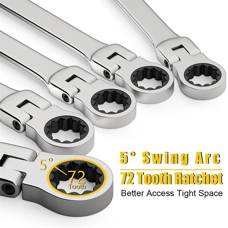 Ratchet Spanner Wrench Set 8-22mm Gear Ring Ratcheting Combi