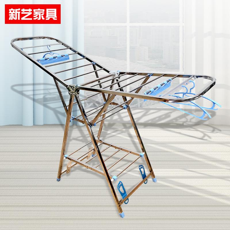 落地式折叠晾衣架家用简易不锈钢户外晒被架公寓阳台不锈钢晾衣架