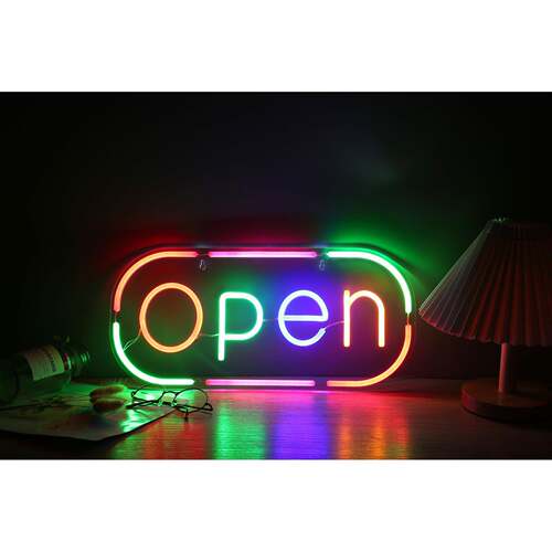 霓虹灯英文装饰灯open小夜灯LED造型灯卧室摆件霓虹灯