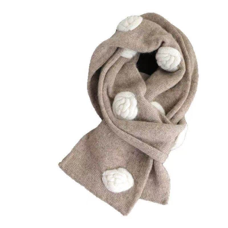 珀小棉含羊毛女玫瑰保暖围巾简约百搭时尚围巾